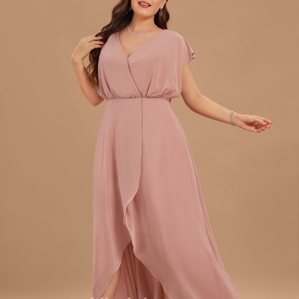 JJ House  V-Neck Chiffon Dress in Steel Gray Size 18 - 20